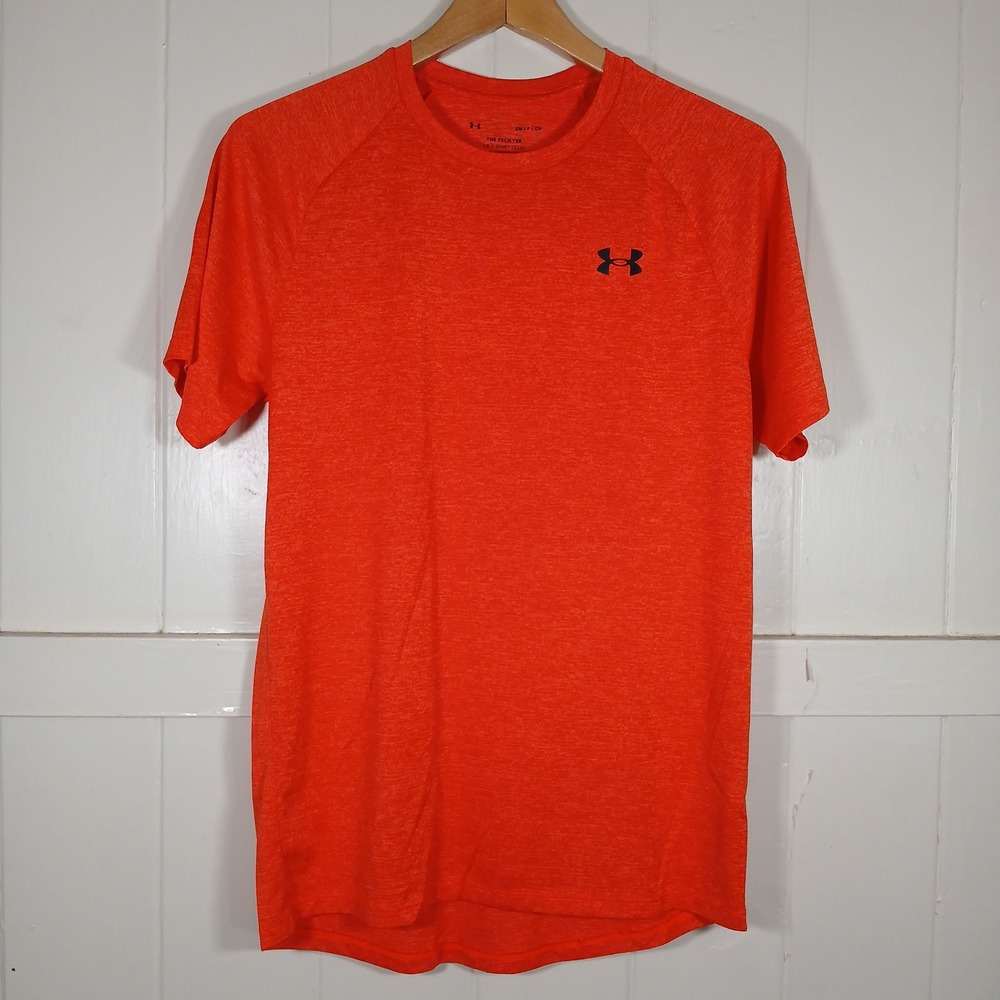 Under Armour Tech Tee Mens Small Orange Heather Short Sleeve Shirt 1326413